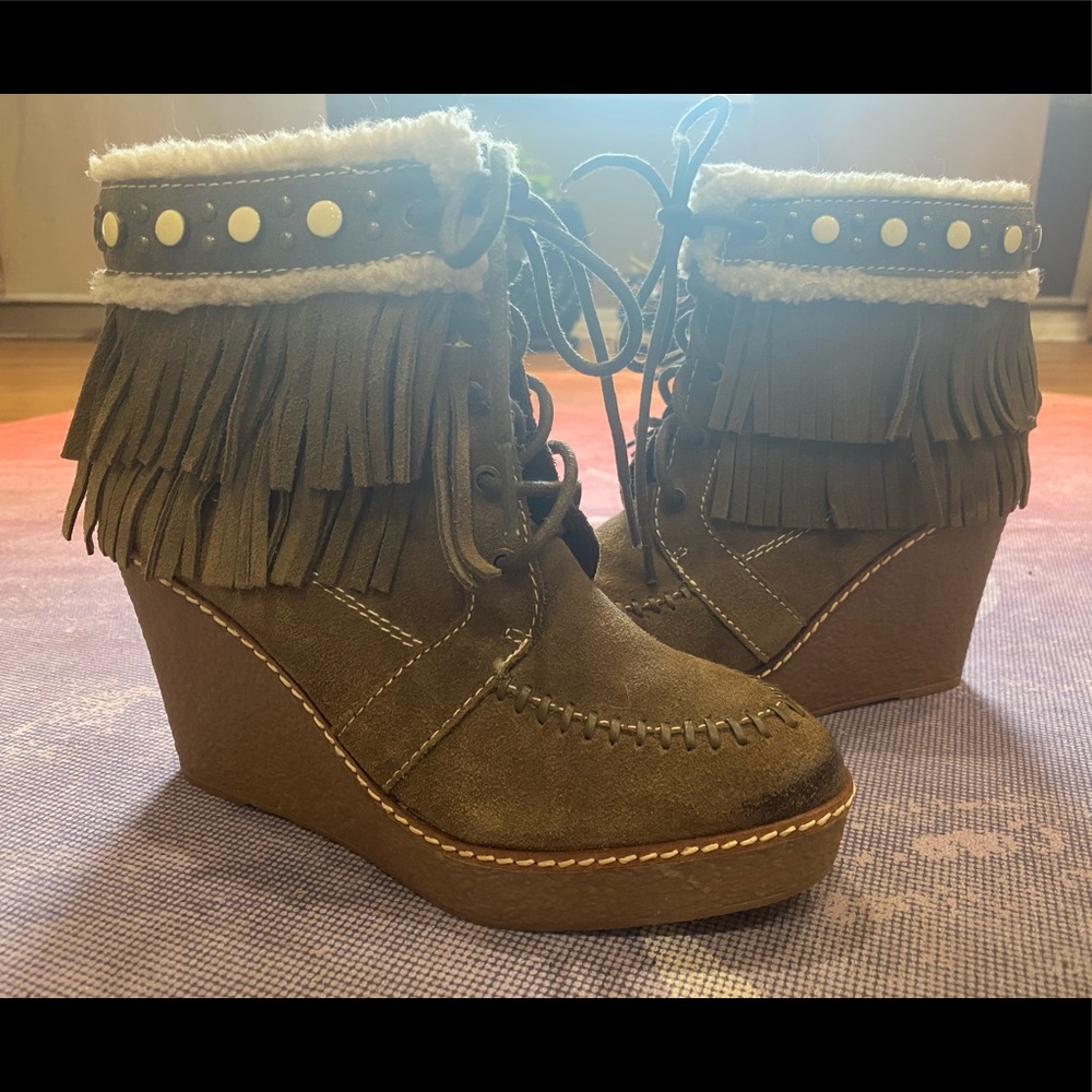 Sam Edelman Kemper Fringe Wedge Booties
